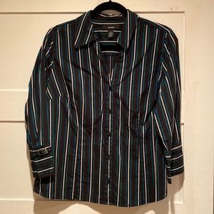 Alfa I women button down, 3 quarter sleeve blouse